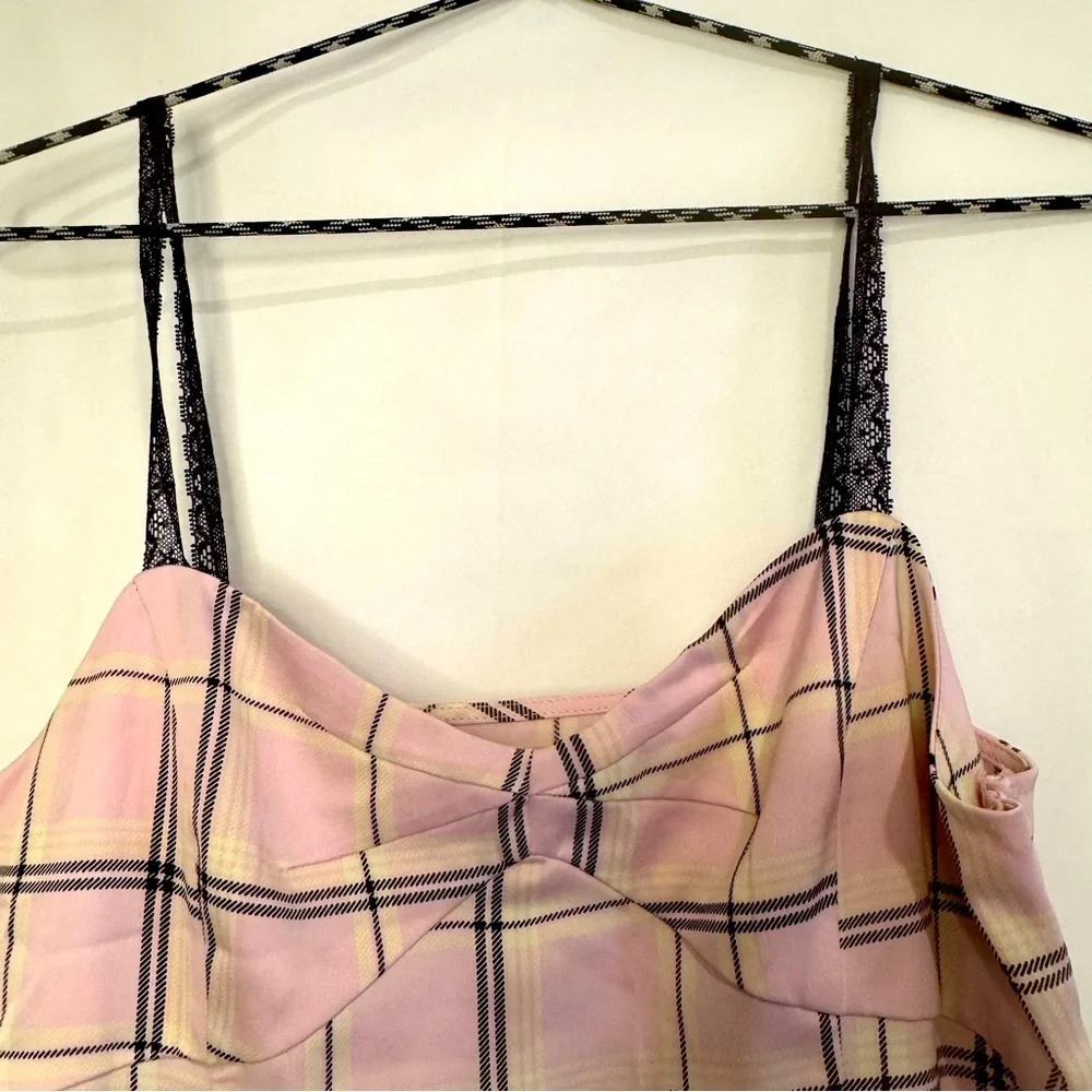 Urban Outfitters Cher Pink Plaid Slip Dress Size Medium - Picture 3 of 5